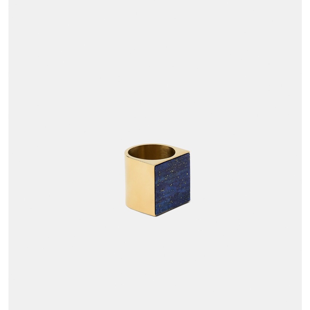 Zara Gold & Blue Square Ring - Size Medium- NWT